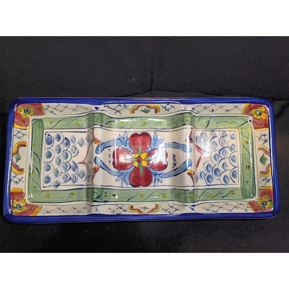 Le Chef HD Designs Stoneware Ceramic Divided 3-Section Serving Dish Tray